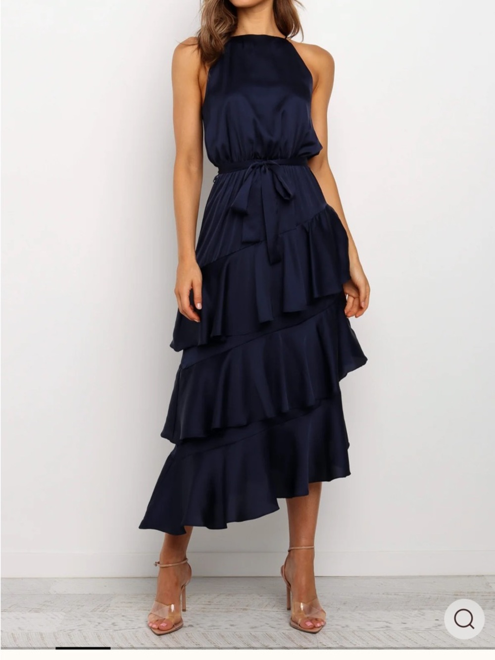 Petal & Pup Seychelle Dress - Navy Halter Tiered Midi Dress